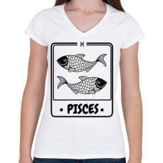 PRINTFASHION halak - Női V-nyakú póló - Fehér