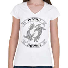 PRINTFASHION Halak - Női V-nyakú póló - Fehér női póló