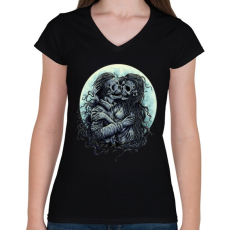 PRINTFASHION Halálos Csók - Női V-nyakú póló - Fekete