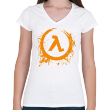 PRINTFASHION Half Life - Női V-nyakú póló - Fehér női póló