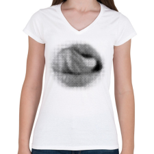 PRINTFASHION Halftone mouth - Női V-nyakú póló - Fehér női póló