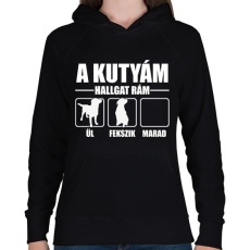 PRINTFASHION Hallgat rám a kutyám - Női kapucnis pulóver - Fekete