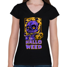 PRINTFASHION HALLOWEED - Női V-nyakú póló - Fekete női póló