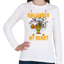 PRINTFASHION Halloween a szívemben - Női hosszú ujjú póló - Fehér női póló