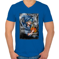 PRINTFASHION Halloween boszorkány - Férfi V-nyakú póló - Királykék