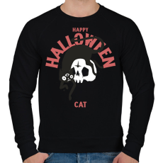 PRINTFASHION Halloween cat - Férfi pulóver - Fekete
