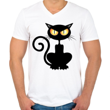 PRINTFASHION Halloween cat - Férfi V-nyakú póló - Fehér férfi póló