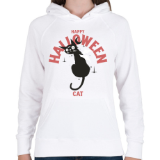 PRINTFASHION Halloween cat - Női kapucnis pulóver - Fehér