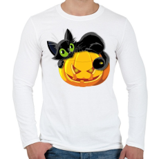 PRINTFASHION Halloween cica - Férfi hosszú ujjú póló - Fehér