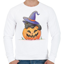 PRINTFASHION Halloween cica - Férfi pulóver - Fehér férfi pulóver, kardigán