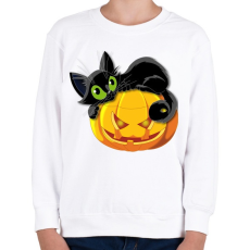 PRINTFASHION Halloween cica - Gyerek pulóver - Fehér
