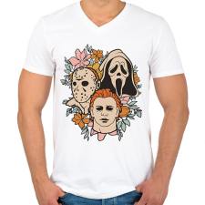 PRINTFASHION Halloween Friends - Férfi V-nyakú póló - Fehér férfi póló