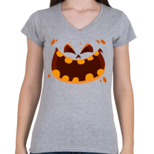 PRINTFASHION halloween head - Női V-nyakú póló - Sport szürke női póló