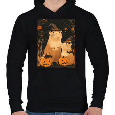 PRINTFASHION Halloween-i Capybara Család - Férfi kapucnis pulóver - Fekete férfi pulóver, kardigán