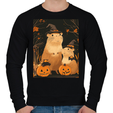 PRINTFASHION Halloween-i Capybara Család - Férfi pulóver - Fekete férfi pulóver, kardigán