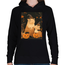PRINTFASHION Halloween-i Capybara Család - Női kapucnis pulóver - Fekete