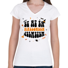 PRINTFASHION Halloween jelmez - Női V-nyakú póló - Fehér női póló