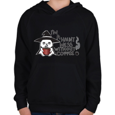 PRINTFASHION halloween kávészellem - Gyerek kapucnis pulóver - Fekete gyerek pulóver, kardigán