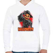 PRINTFASHION Halloween killer - Férfi kapucnis pulóver - Fehér férfi pulóver, kardigán