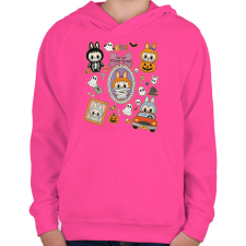 PRINTFASHION Halloween Labubu - Gyerek kapucnis pulóver - Fukszia gyerek pulóver, kardigán