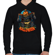 PRINTFASHION Halloween madárijesztő - Férfi kapucnis pulóver - Fekete férfi pulóver, kardigán
