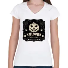 PRINTFASHION Halloween - Női V-nyakú póló - Fehér