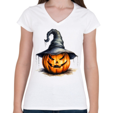 PRINTFASHION Halloween - Női V-nyakú póló - Fehér női póló