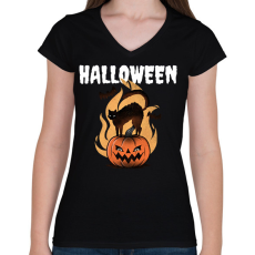 PRINTFASHION HALLOWEEN - Női V-nyakú póló - Fekete