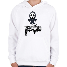 PRINTFASHION Halloween Scream - Gyerek kapucnis pulóver - Fehér