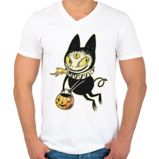 PRINTFASHION Halloween szörnyecske - Férfi V-nyakú póló - Fehér férfi póló