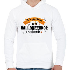 PRINTFASHION Halloween szülinap - Férfi kapucnis pulóver - Fehér