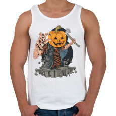PRINTFASHION Halloween tök fej - Férfi atléta - Fehér