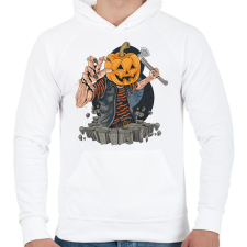 PRINTFASHION Halloween tök fej - Férfi kapucnis pulóver - Fehér férfi pulóver, kardigán