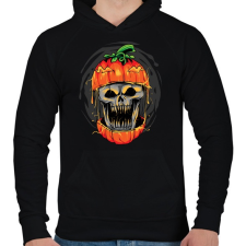 PRINTFASHION Halloween tök koponya - Férfi kapucnis pulóver - Fekete férfi pulóver, kardigán