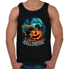 PRINTFASHION Halloween tökfej és pók - Férfi atléta - Fekete atléta, trikó