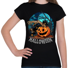 PRINTFASHION Halloween tökfej és pók - Női póló - Fekete