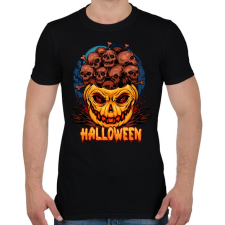 PRINTFASHION Halloween tökfej koponyákkal - Férfi póló - Fekete férfi póló