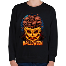 PRINTFASHION Halloween tökfej koponyákkal - Gyerek pulóver - Fekete gyerek pulóver, kardigán