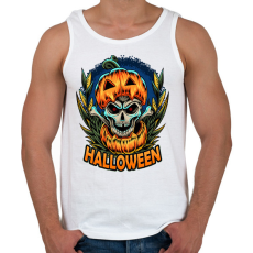 PRINTFASHION Halloween tökös koponya csontváz - Férfi atléta - Fehér