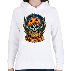 PRINTFASHION Halloween tökös koponya csontváz - Női kapucnis pulóver - Fehér
