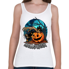 PRINTFASHION Halloween tökös minta - Női atléta - Fehér