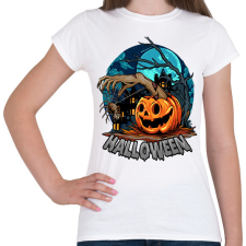 PRINTFASHION Halloween tökös minta - Női póló - Fehér női póló
