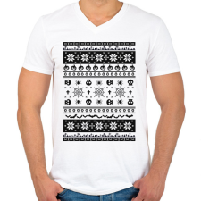 PRINTFASHION Halloweenes csúnyapulcsi minta - Férfi V-nyakú póló - Fehér férfi póló