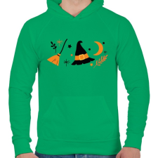 PRINTFASHION Halloweeni boszorkány - Férfi kapucnis pulóver - Zöld férfi pulóver, kardigán
