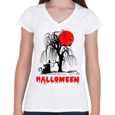 PRINTFASHION HALOWEEN - Női V-nyakú póló - Fehér női póló