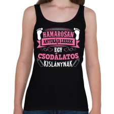 PRINTFASHION Hamarosan anyukája leszek egy csodálatos kislánynak - Női atléta - Fekete női trikó