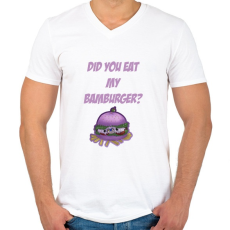 PRINTFASHION Hamburger Bamburger - Férfi V-nyakú póló - Fehér