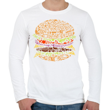 PRINTFASHION Hamburger - Férfi hosszú ujjú póló - Fehér férfi pulóver, kardigán