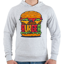 PRINTFASHION Hamburger - Férfi kapucnis pulóver - Sport szürke férfi pulóver, kardigán