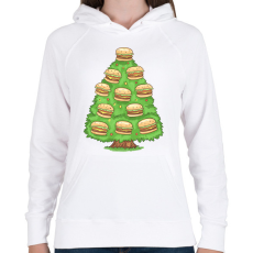 PRINTFASHION Hamburger karácsonyfa - Női kapucnis pulóver - Fehér